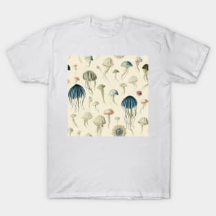 Antique Vintage Jellyfish Illustration T-Shirt